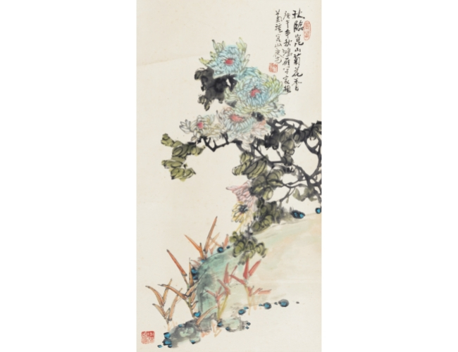 丁鸿雁  菊花图  立轴