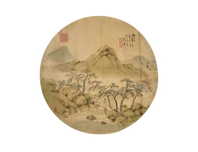 谢兰生  山水图团扇