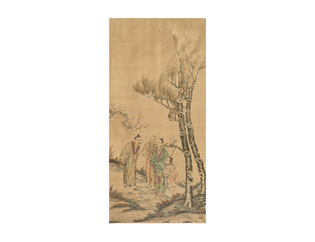 刺绣人物图（虎溪三笑）