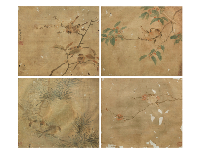 宋光宝  花鸟四屏