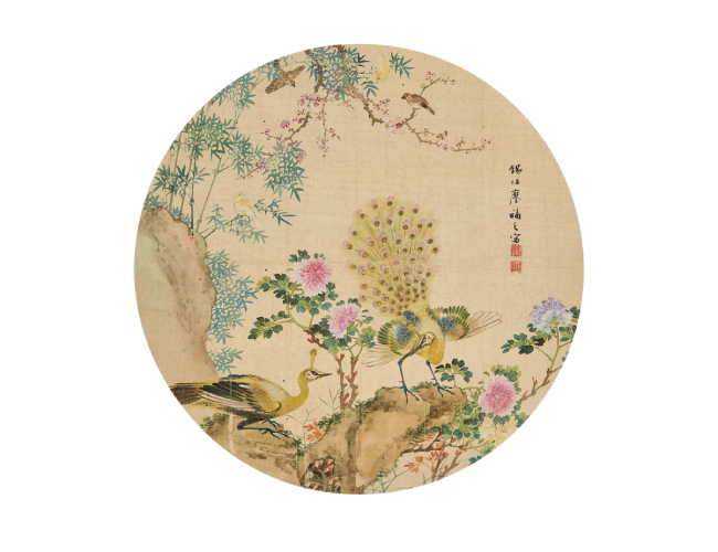 廖福之  花鸟图团扇