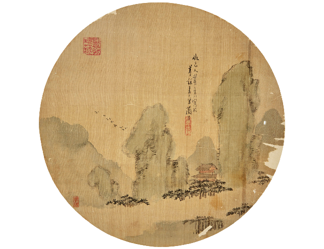 谢兰生  山水图团扇