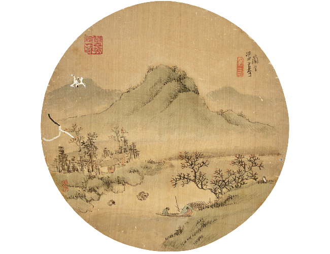 谢兰生  山水图团扇