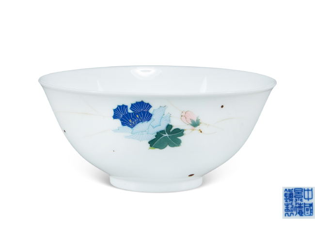 70年代  釉中彩折枝花卉碗