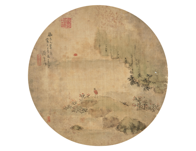 谢兰生  山水图团扇